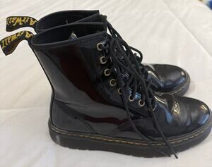 Dr. Martens Zavala Black Patent Leather Combat Boots Women’s 8 AW004